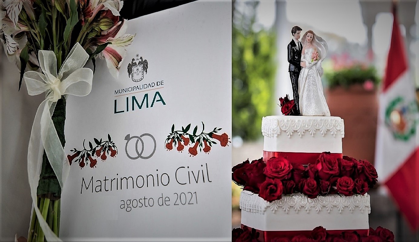 Se realizó el primer matrimonio civil comunitario presencial durante la pandemia organizado por la Municipalidad de Lima.