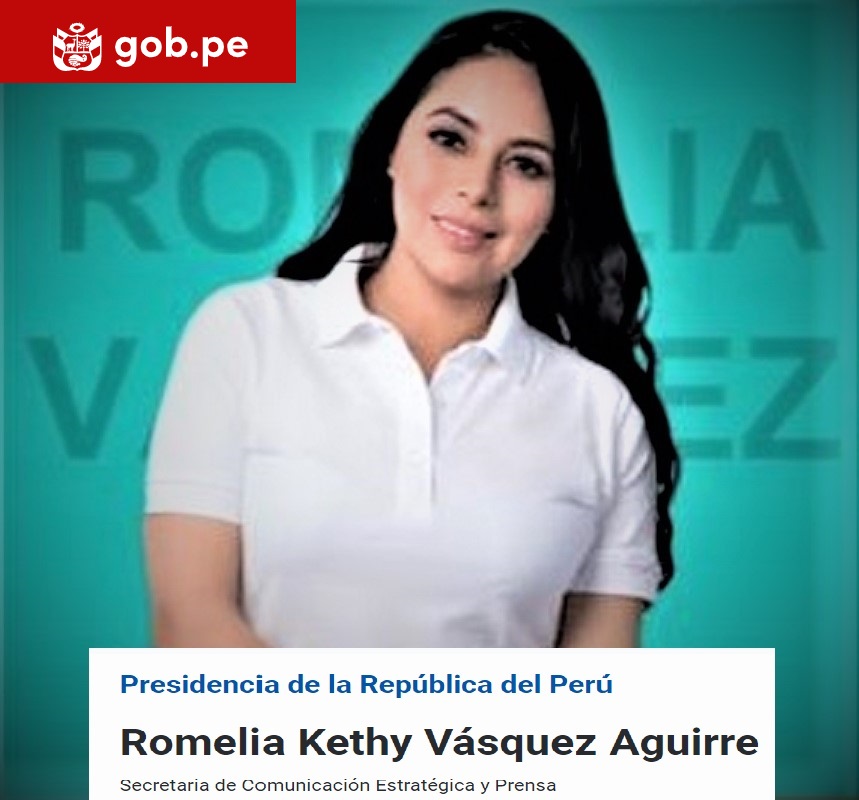 Destacada periodista Romelia Kethy Vasquez Aguirre es designada secretaria de prensa del despacho presidencial.