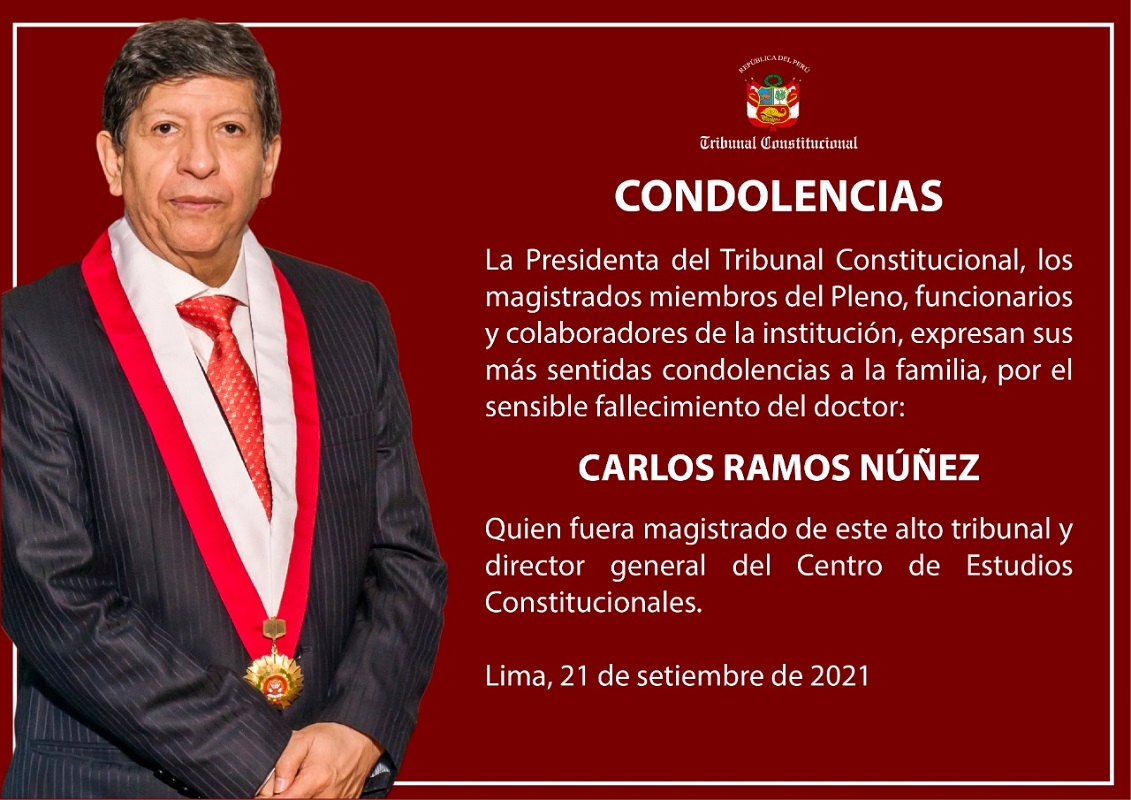 Fallece Dr. Carlos Augusto Ramos Núñez, miembro del Tribunal Constitucional.