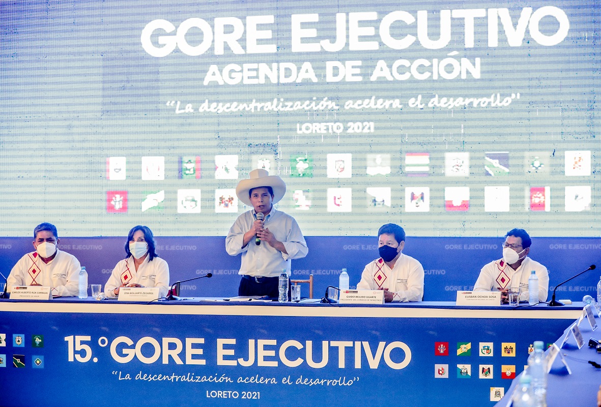 Pedo Castillo Terrones, clausuró 15° GORE Ejecutivo que reunió a los gobernadores regionales del país en Iquitos.