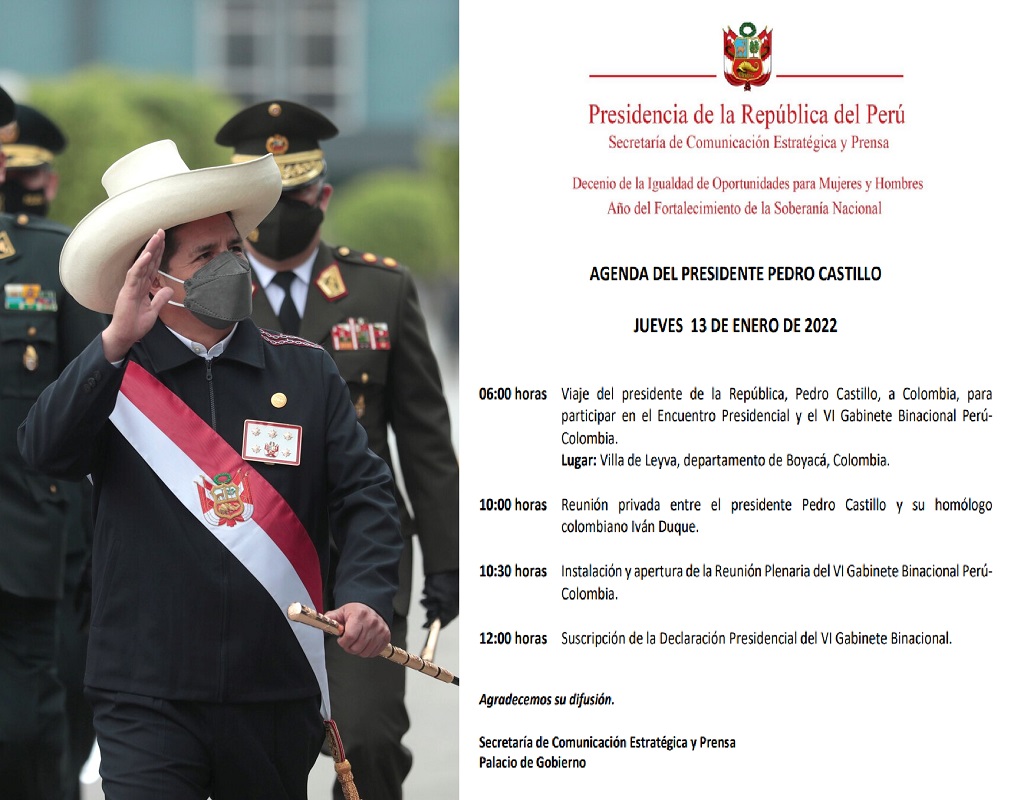 Gira Presidencial, presidente Pedro Castillo y su par de Colombia Iván Duque, lideran VI Gabinete Binacional de Ministros.