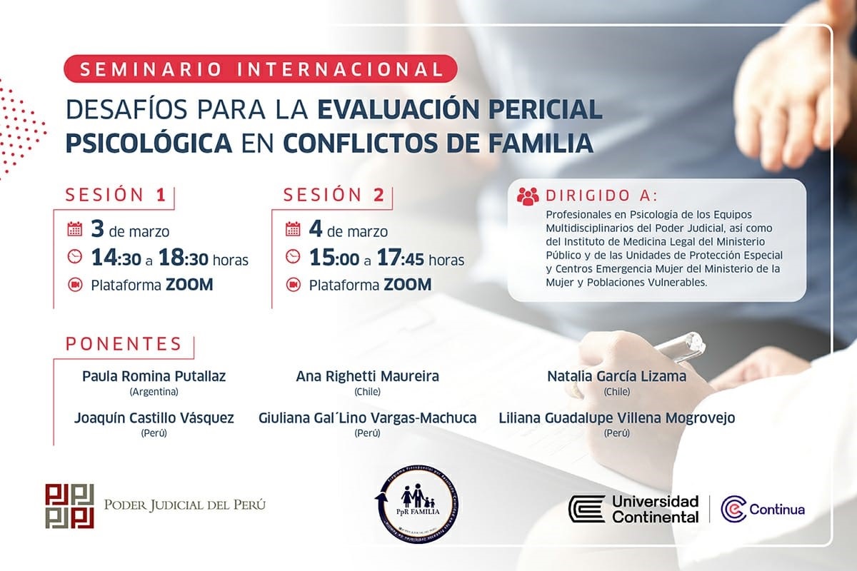 Elvia Barrios Alvarado inaugurará el seminario internacional "Desafíos para la Evaluación Pericial Psicológica de Familia" a realizarse el 3 y 4 de marzo.
