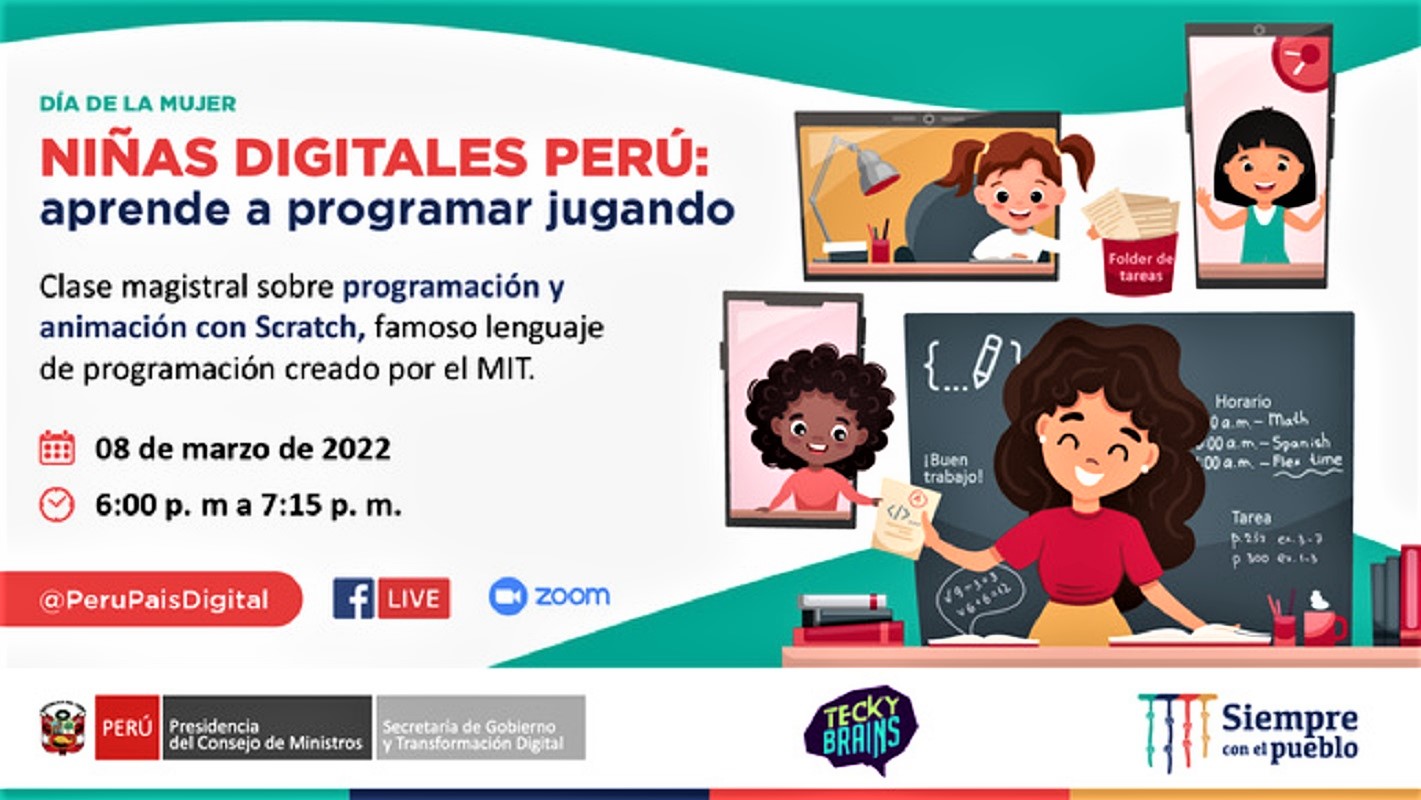 Gobierno lanza en el Día de la Mujer Plataforma Nacional de Talento Digital con taller de programación para niñas de 8 a 12 años.