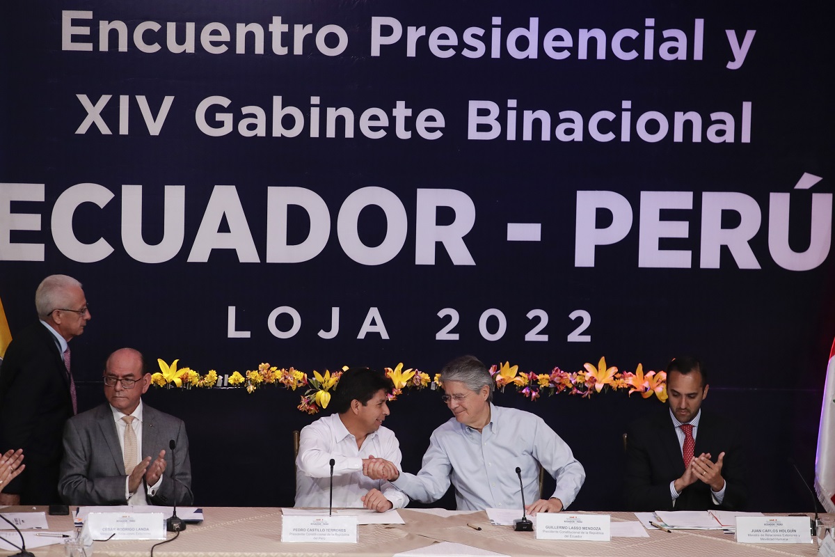 XIV Reunión del Gabinete Binacional Perú-Ecuador concluye trabajar por los pueblos de sus zonas fronterizas, anunció presidente Pedro Castillo.