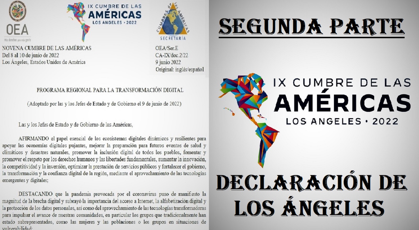 IX Cumbre de Las Américas: II PARTE Declaración de Los Ángeles, Programa regional para la transformación digital.