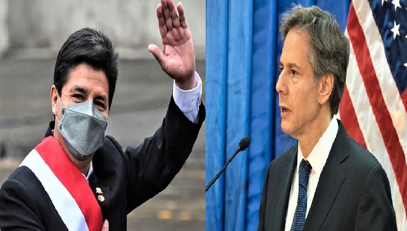 Jefe de Estado peruano Pedro castillo y Antony Blinken, secretario de Estado de los Estados Unidos se reúnen este 6 de octubre en Lima.