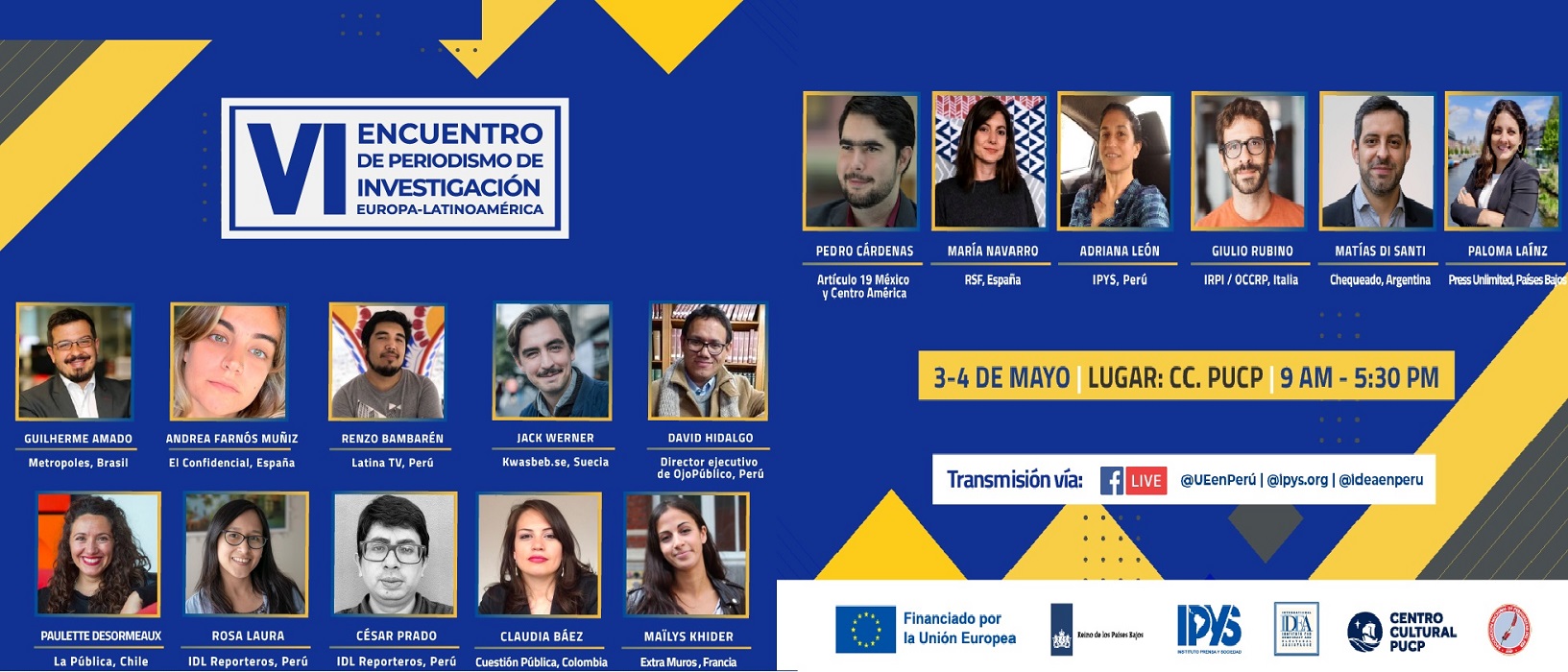 Se realiza el 3 y 4 de mayo 2023 el VI Encuentro de Periodismo de Investigación Europa - Latinoamérica en Lima Perú.