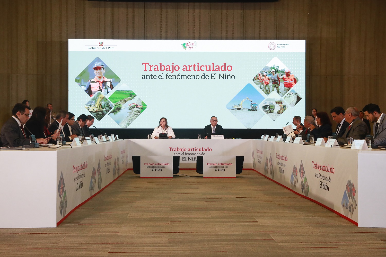 Presidenta Boluarte llama a la unidad nacional para enfrentar al Fenómeno El Niño, y anuncia presupuesto para 7 regiones de S/ 1 446 millones.