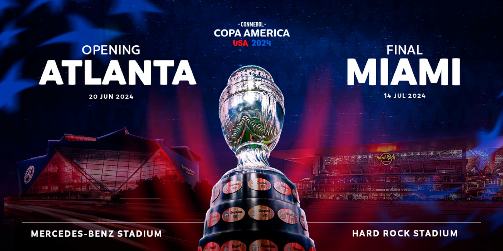 CONMEBOL anuncia las sedes de los partidos de apertura y final de la CONMEBOL Copa América 2024.