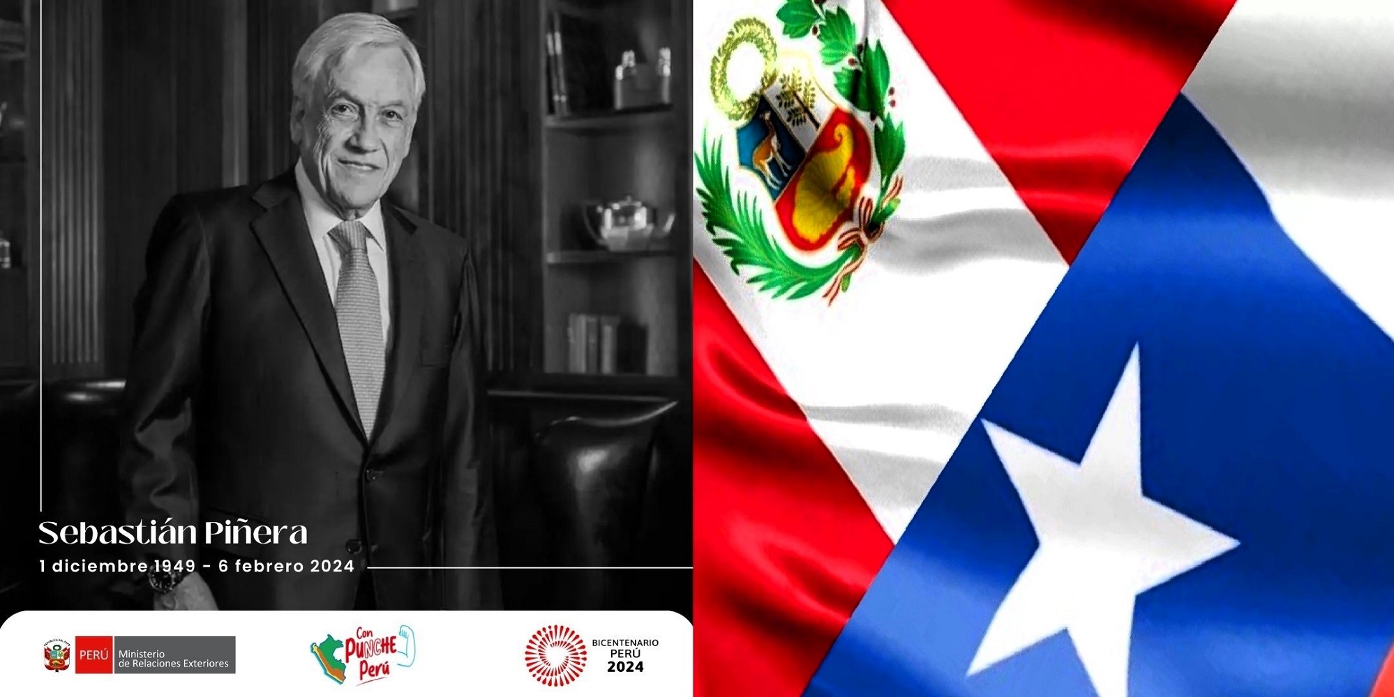 Ministerio de Relaciones Exteriores expresa su condolencias al pueblo y Gobierno chileno por el fallecimiento del expresidente Sebastián Piñera.