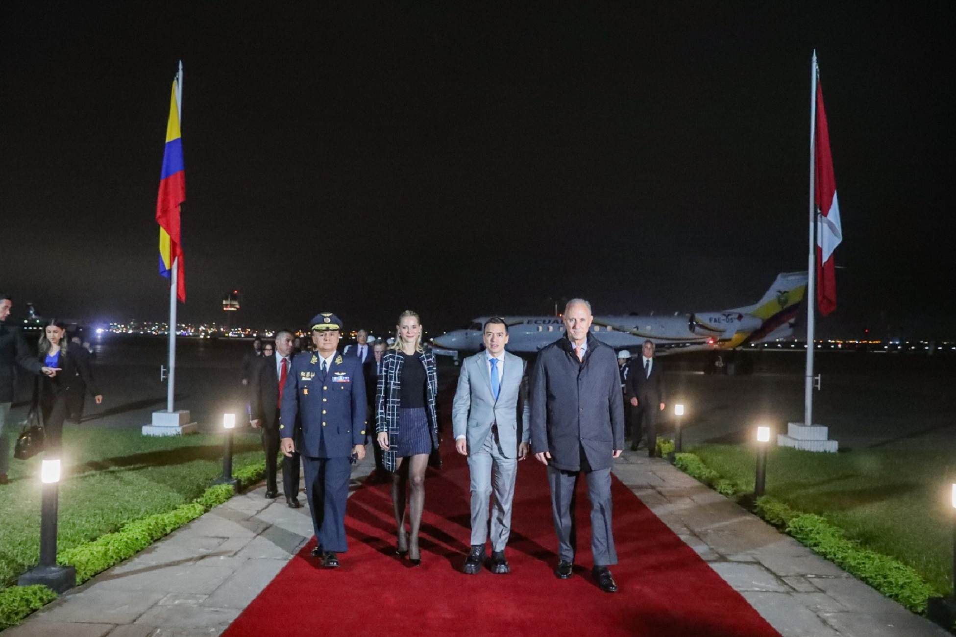 Presidente de Ecuador, Daniel Noboa, arribó al Grupo Aéreo N.° 8, para participar en el Encuentro Presidencial y XV Gabinete Binacional en Lima.
