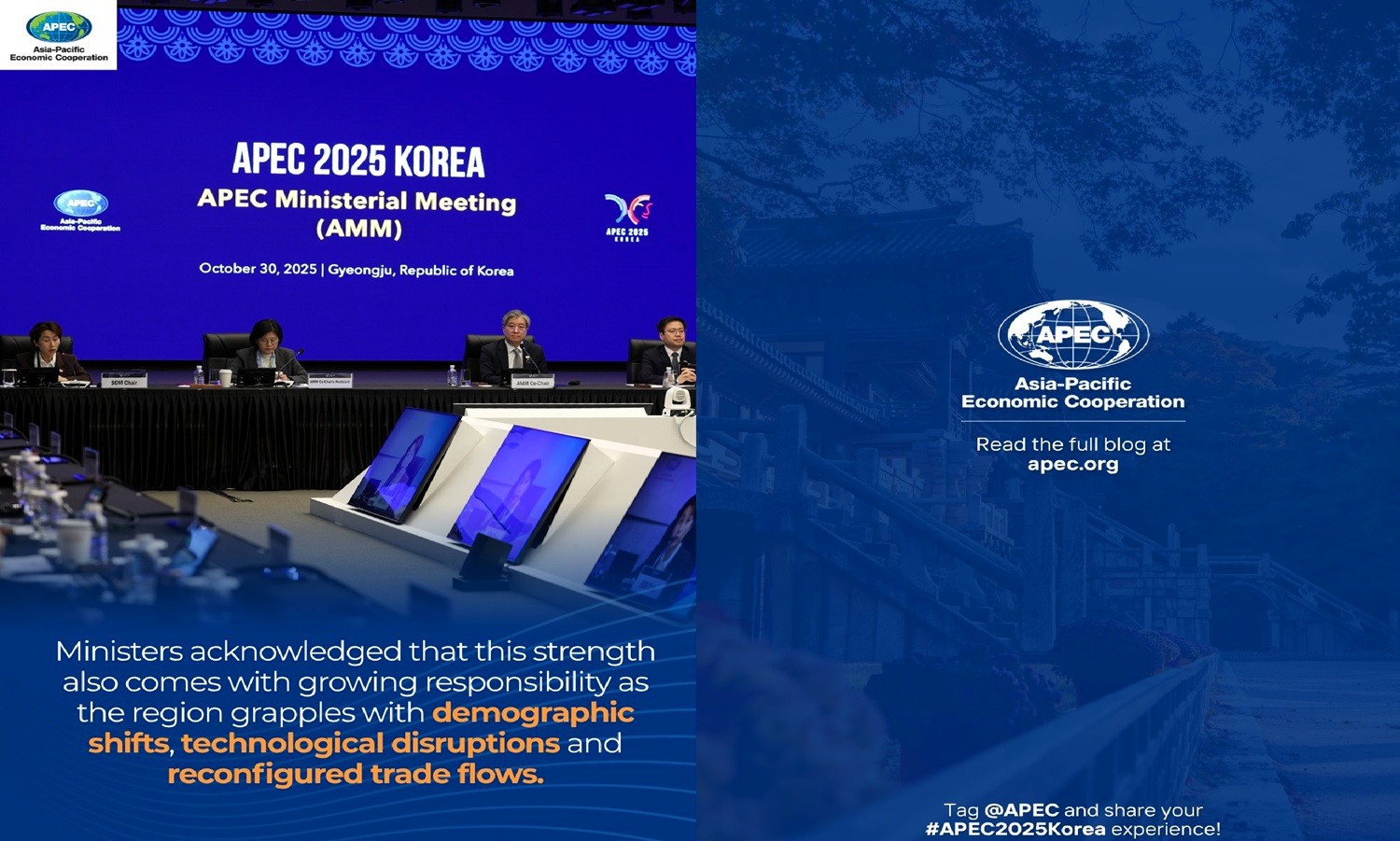 Ministros de Comercio y Relaciones Exteriores de APEC prometen fortalecer la cooperación regional en Gyeongju - Corea.