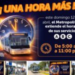 “¡Transporte Garantizado! Metropolitano y Metro amplían horarios hasta las 11 p.m., el plan masivo que te movilizará este domingo 12 de abril está garantizado”.