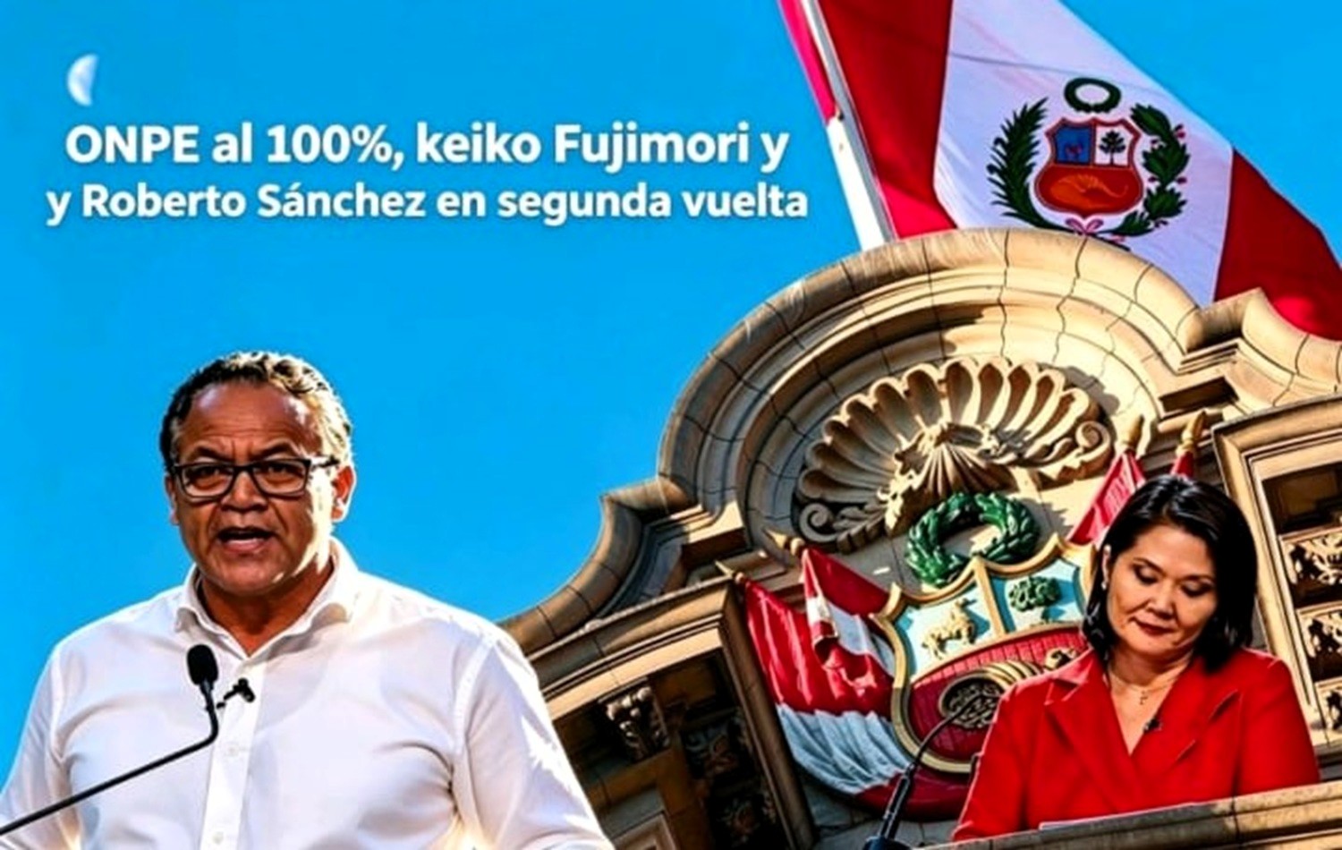 "ONPE al 100%: Keiko Fujimori (17.18%) y Roberto Sánchez (12.03%) en 'Segunda Vuelta'. El JNE proclamará los resultados oficiales este domingo, iniciando la recta final por la presidencia en el Perú".
