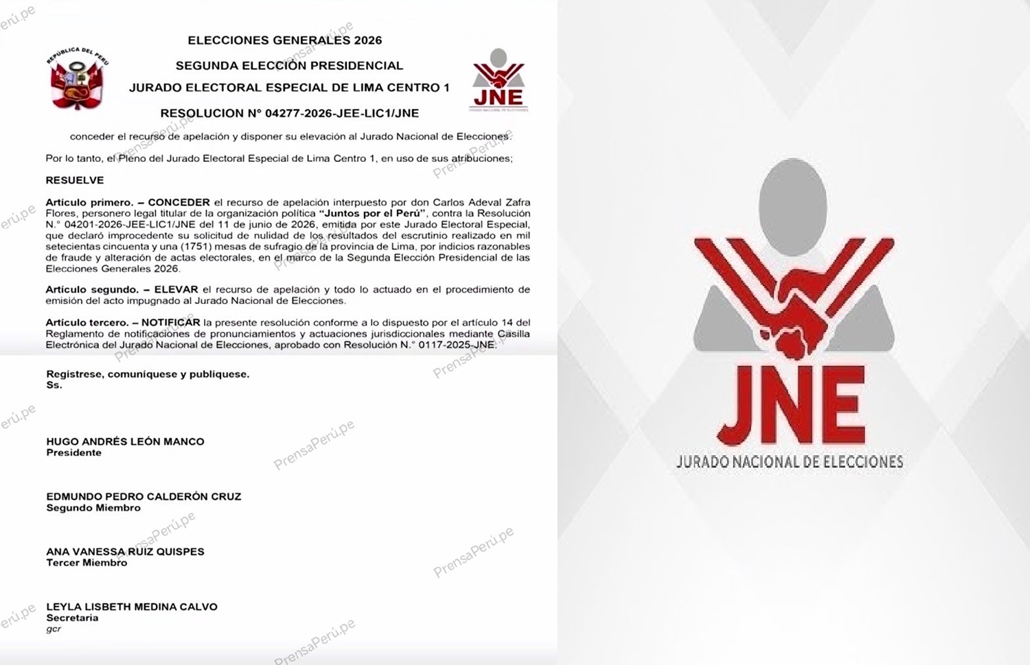 Elecciones Generales 2026: JEE admite apelación contra decisión que rechazó nulidad de actas en Lima, por presuntas irregularidades en 1,751 mesas, ahora el veredicto está en la máxima autoridad en materia electoral.