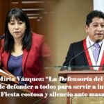 Senadora Mirta Vázquez: “La Defensoría del Pueblo ha dejado de defender a todos para servir a intereses ajenos”. ¿Fiesta costosa y silencio ante masacres? Las denuncias que sacuden al ‘Defensor del Pueblo’ y a la institución que dirige.