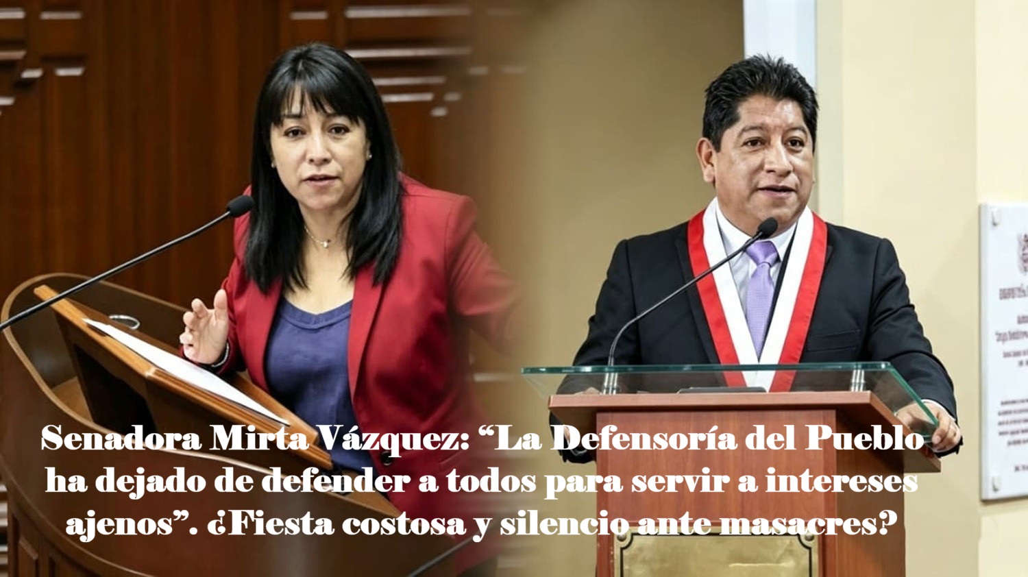 Senadora Mirta Vázquez: “La Defensoría del Pueblo ha dejado de defender a todos para servir a intereses ajenos”. ¿Fiesta costosa y silencio ante masacres? Las denuncias que sacuden al 'Defensor del Pueblo' y a la institución que dirige.