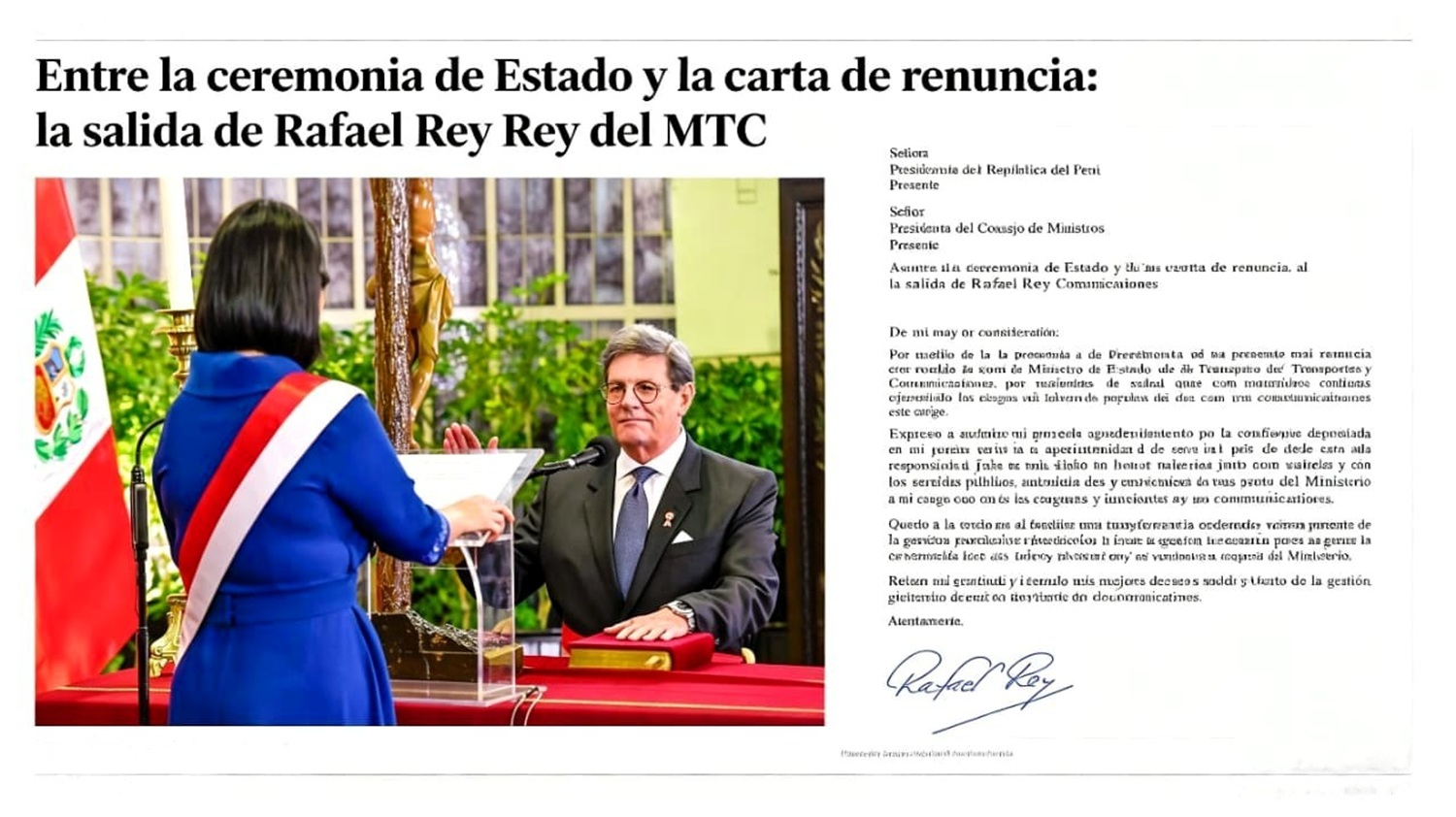 Renuncia con trasfondo político: Rafael Rey se aleja del MTC tras oponerse al proyecto ferroviario de Chosica de López Aliaga. ¡Profesionalismo vs. conveniencias políticas! La postura de Rafael Rey que incomodó al Gobierno Fujimorista.