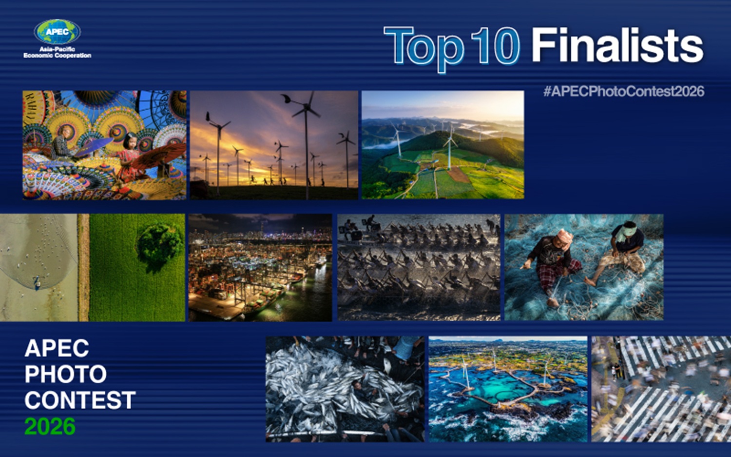 Diez finalistas compiten en el Concurso de Fotografía APEC 2026. La competición que une a la región Asia-Pacífico por medio del voto ciudadano a través del retrato nuestras tradiciones y dinamismo económico.​